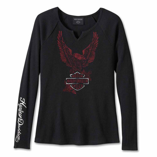 Women's Flying Eagle Long Sleeve Thermal Knit Top - Black Beauty