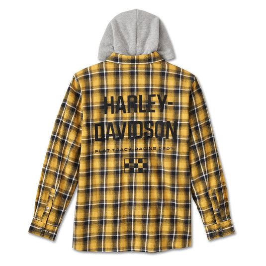 Men's Burner Long Sleeve Hooded Shirt - Yellow Plaid