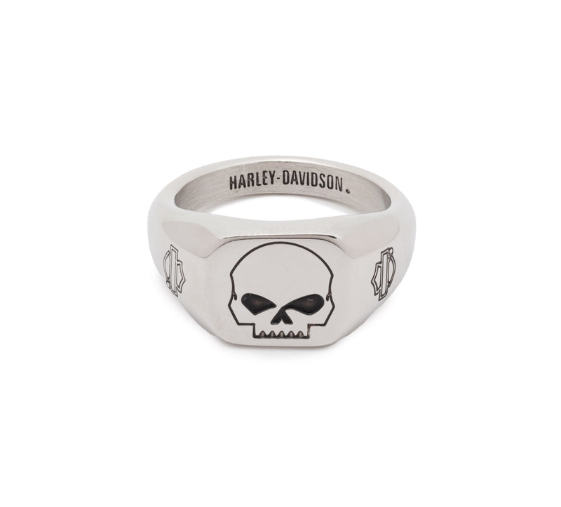 Load image into Gallery viewer, Men's Beveled Edge Willie G Ring - Silver/Black