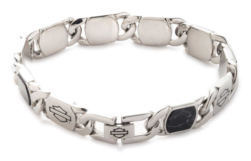 Load image into Gallery viewer, Men's 9 inch Bar & Shield Howlite Flat Curb Link Bracelet