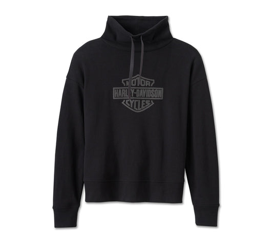 Women's Bar & Shield Funnel Neck Pullover - Harley Black