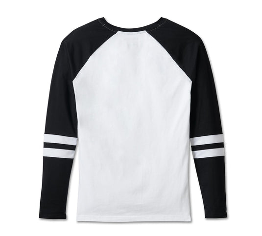 Women's First-Class Long Sleeve Raglan Top - Colorblock - Bright White & Harley Black