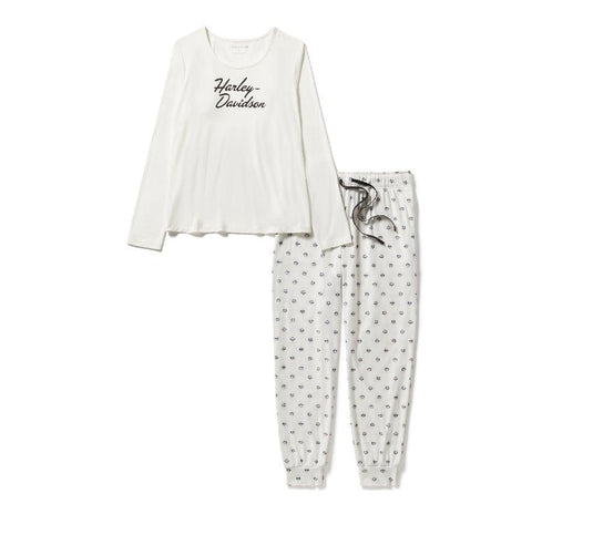 Women's Harley-Davidson Long Sleeve Pajama Set - Cloud Dancer