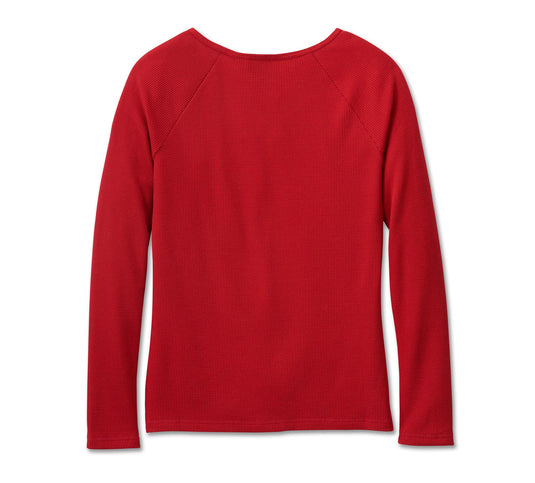 Women's Harley-Davidson Old English Thermal Top - Chili Pepper