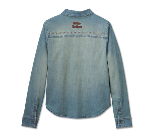 Women's H-D Studded Denim Shirt