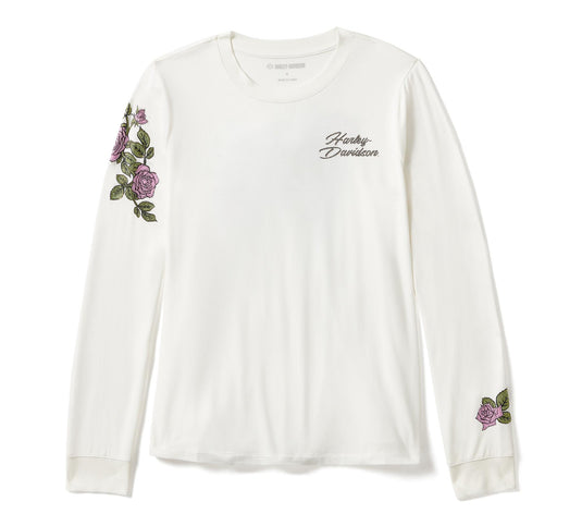 Rose & Thorn Bling Long Sleeve Top - Cloud Dancer