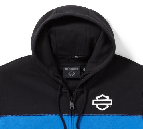 Men's H-D TECH Gaiter Full Zip - Colourblock Nebulas Blue and Harley Black