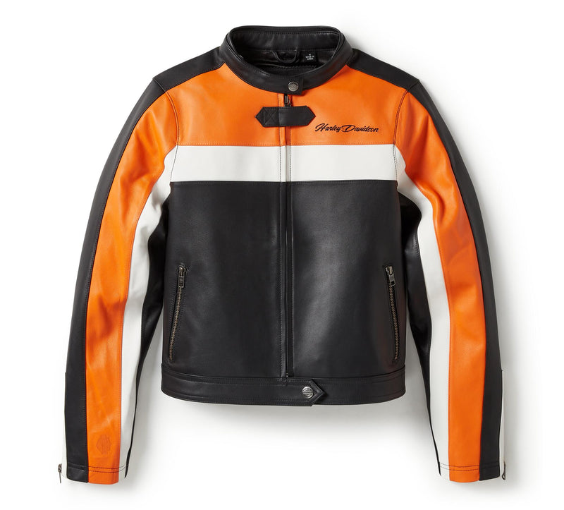 Load image into Gallery viewer, Women's Harley Davison Essential Moto Blocked Leather Jacket