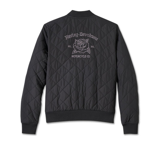 Women's Old English Rose Quilted Bomber