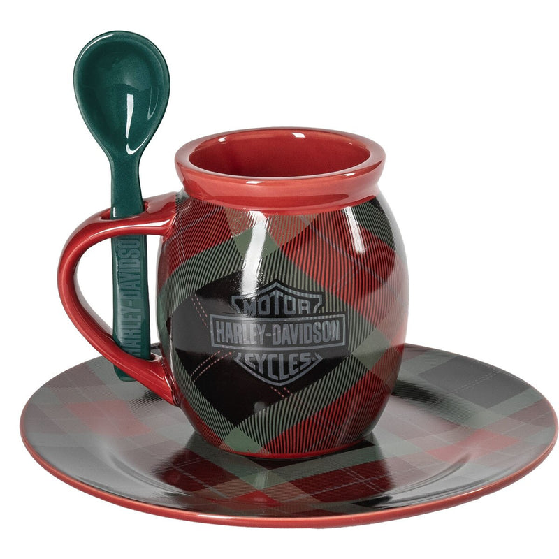 Load image into Gallery viewer, H-D Holiday Plaid Cocoa Mug