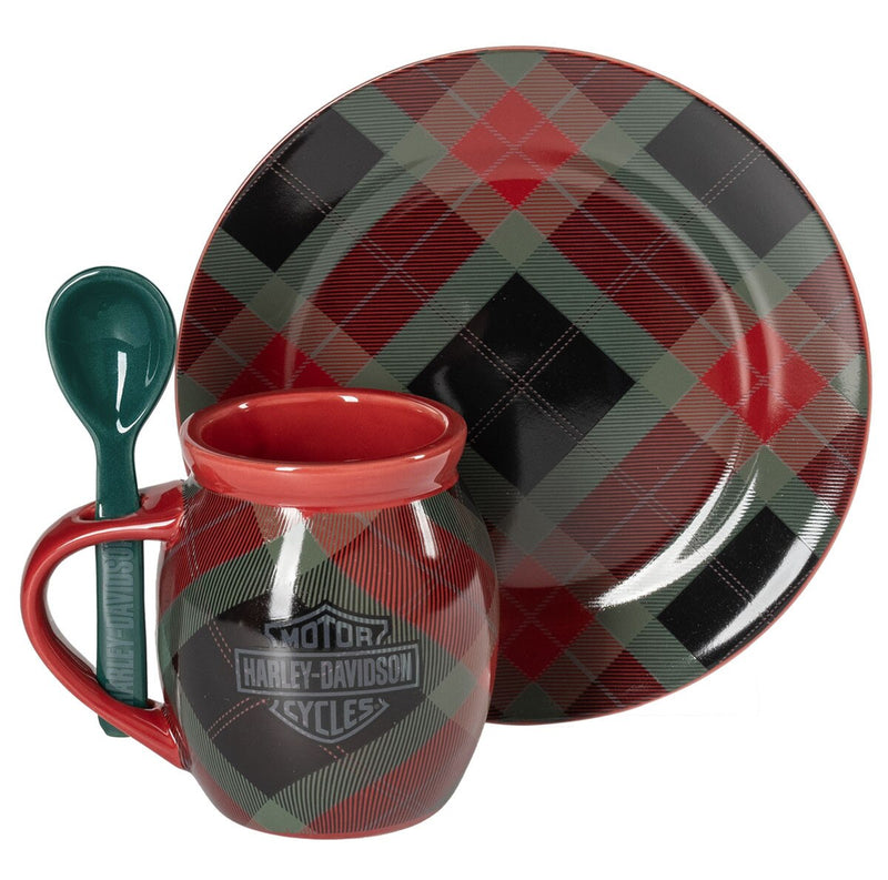 Load image into Gallery viewer, H-D Holiday Plaid Cocoa Mug