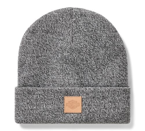 Forever Leather Patch Harley Beanie - Heather Gray