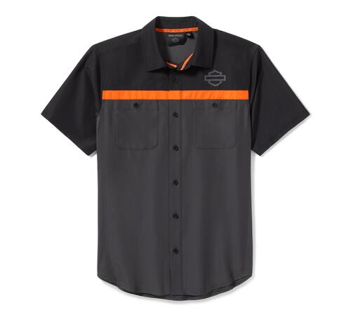 Load image into Gallery viewer, H-D Tech Vented Shirt - Colourblock- Asphalt and Harley Black