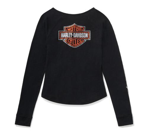 Women's Essential Bling Keyhole Henley - Harley Black