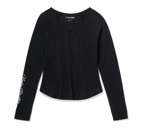 Women's Essential Bling Keyhole Henley - Harley Black