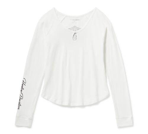 Women's Essential Bling Keyhole Henley - Cloud Dancer