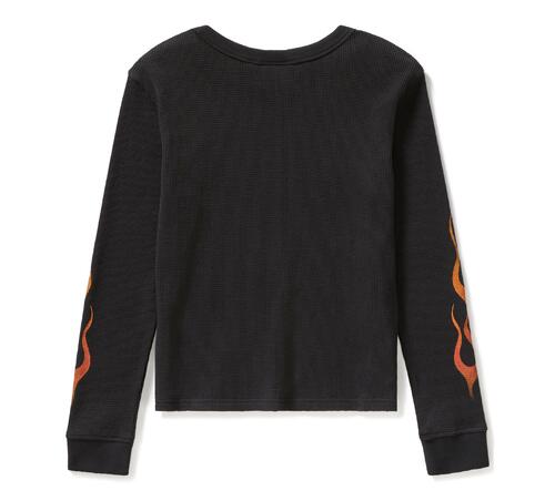 Women's Harley-Davidson Vintage Flames Knit Top- Harley Black