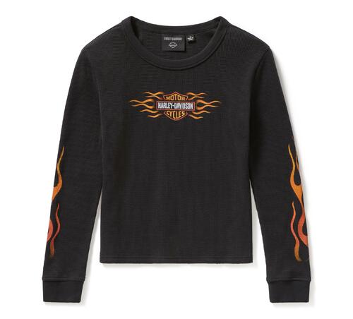 Women's Harley-Davidson Vintage Flames Knit Top- Harley Black