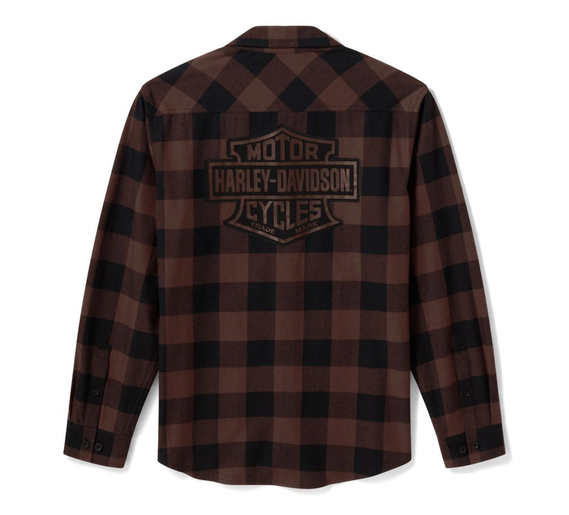 Load image into Gallery viewer, West Coast Harley-Davidson - H-D® American Classic Buffalo Check Flannel - Coffee & Harley Black -