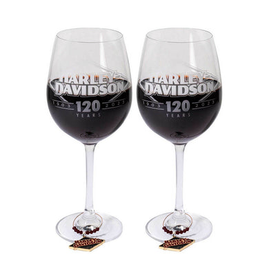 H-D 120th Anniversary Logo Wine Glass Set