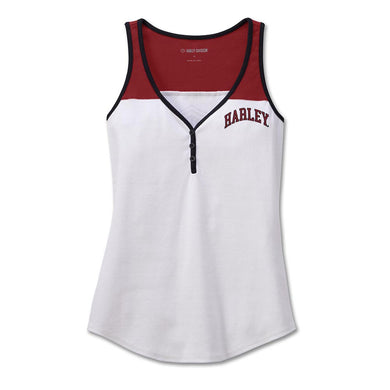 Women's Star Spangled Banner Henley Tank - Bright White