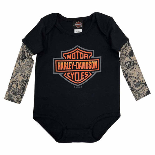 Baby Boys' Bar & Shield Mesh Tattoo Long Sleeve Creeper