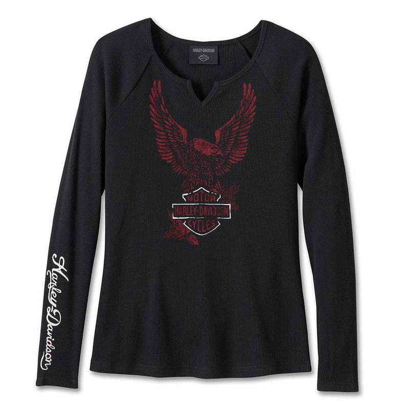 Load image into Gallery viewer, Women&#39;s Flying Eagle Long Sleeve Thermal Knit Top - Black Beauty
