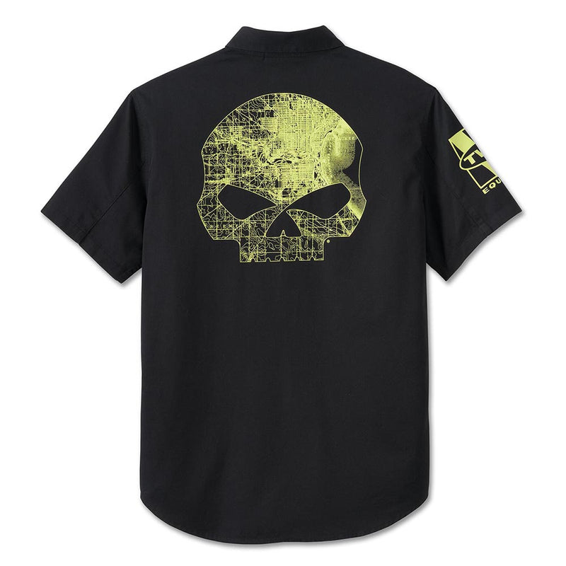 Load image into Gallery viewer, Men&#39;s Willie G Skull Short Sleeve Shirt - Black Beauty
