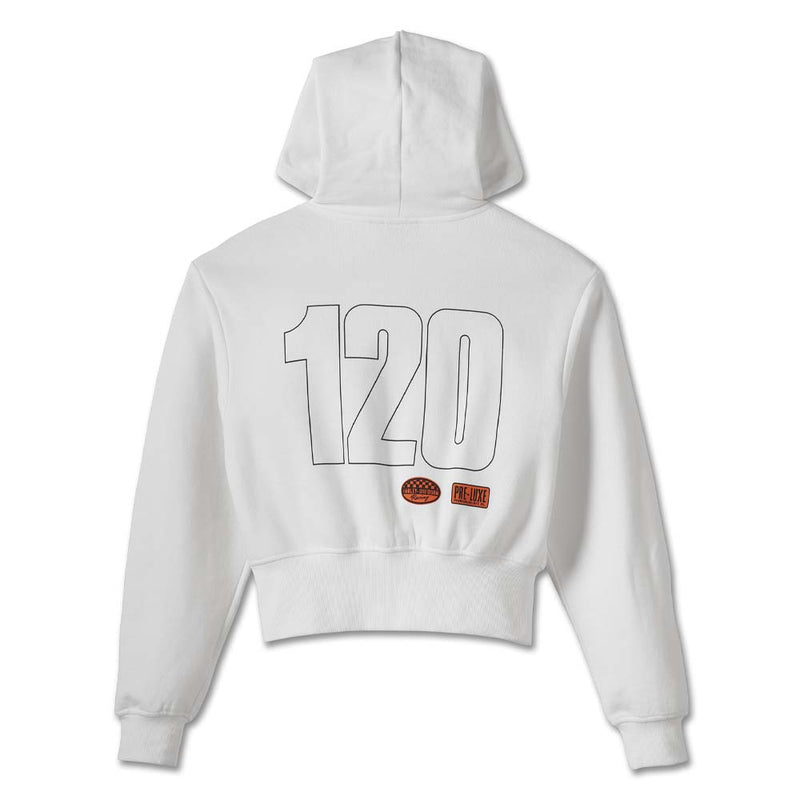 Load image into Gallery viewer, Women&#39;s 120th Anniversary Zip Front Hoodie - Bright White

