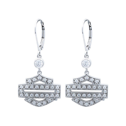 Women's Bling Bar & Shield Outline Dangle Earrings