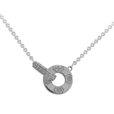 Women's Bar & Shield Cirque Interlock Bling Necklace