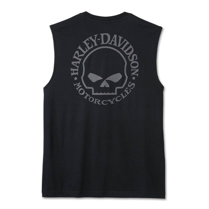 Load image into Gallery viewer, Men&#39;s Willie G Skull Muscle Tee - Black Beauty
