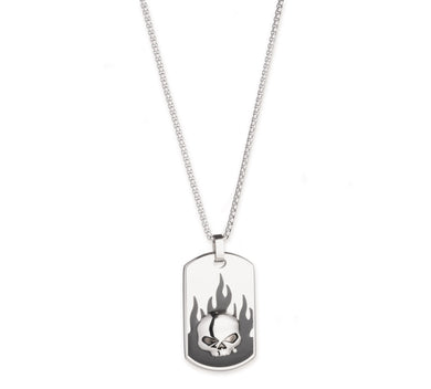 Men's Willie G Dog Tag Pendant - Silver/Black