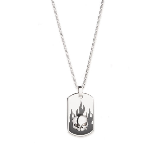 Men's Willie G Dog Tag Pendant - Silver/Black