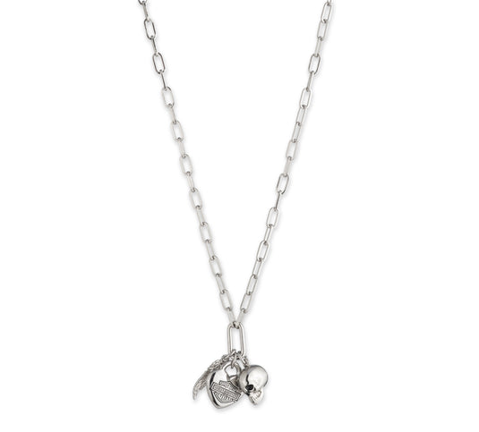 Women's 16 in. Skull, Heart & Wing Pendants Necklace