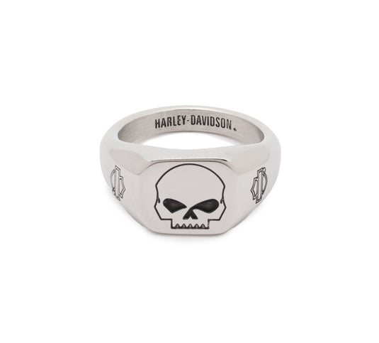 Men's Beveled Edge Willie G Ring - Silver/Black