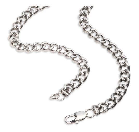 Men's 24 in. B&S Round Pendant Necklace, Silver Stainless Steel