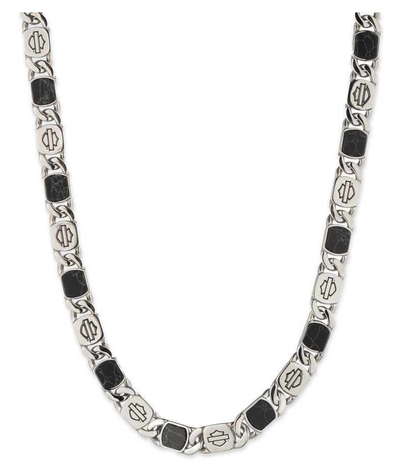 Load image into Gallery viewer, Men's 24in Stone Bar &amp; Shield Curb Link Stainless Steel Necklace
