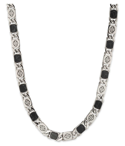 Men's 24in Stone Bar & Shield Curb Link Stainless Steel Necklace
