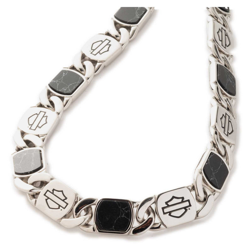 Load image into Gallery viewer, Men's 24in Stone Bar &amp; Shield Curb Link Stainless Steel Necklace
