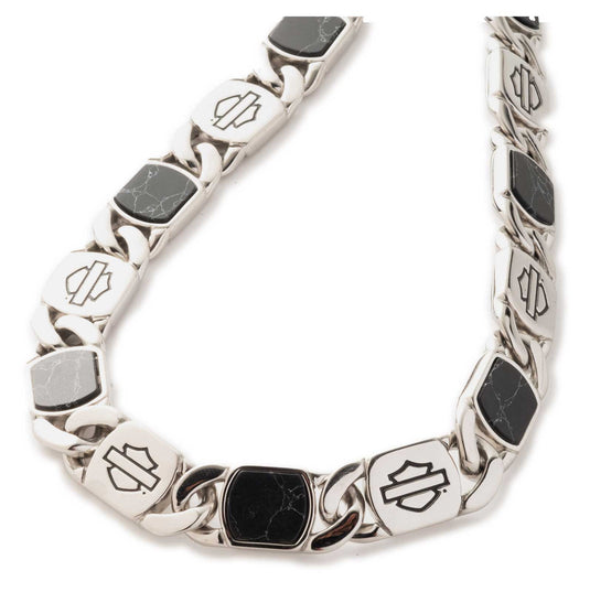 Men's 24in Stone Bar & Shield Curb Link Stainless Steel Necklace