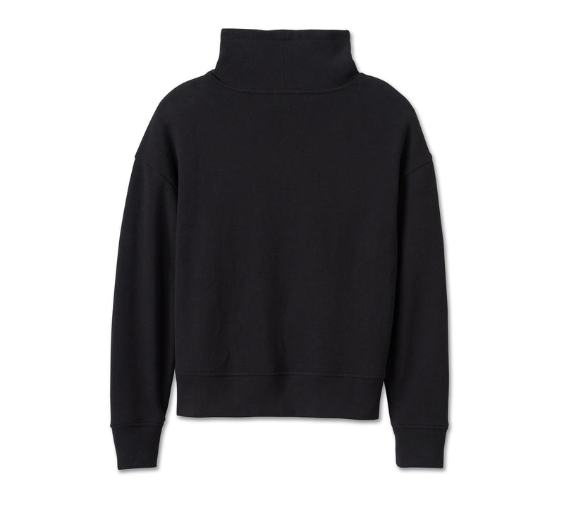 Load image into Gallery viewer, Women&#39;s Bar &amp; Shield Funnel Neck Pullover - Harley Black
