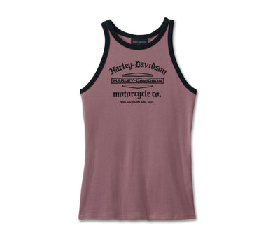 Women's Stacked Bar & Shield Racerback Tank - Wistful Mauve