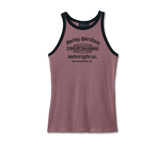 Women's Stacked Bar & Shield Racerback Tank - Wistful Mauve