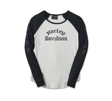 Women's Authentic Long Sleeve Rib Top - Colorblock - Light Grey Heather & Harley Black