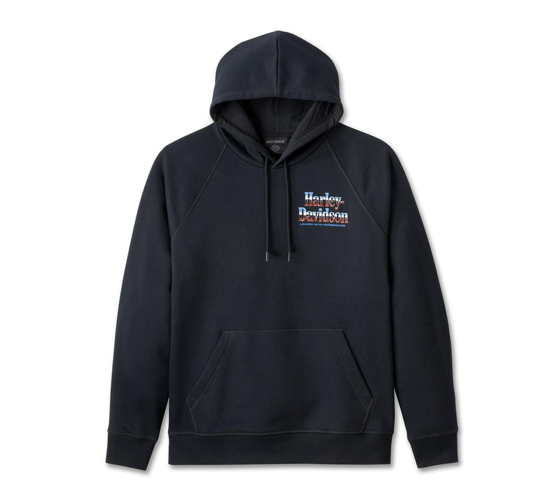 Load image into Gallery viewer, Loaded with Horsepower Raglan Hoodie - Harley Black
