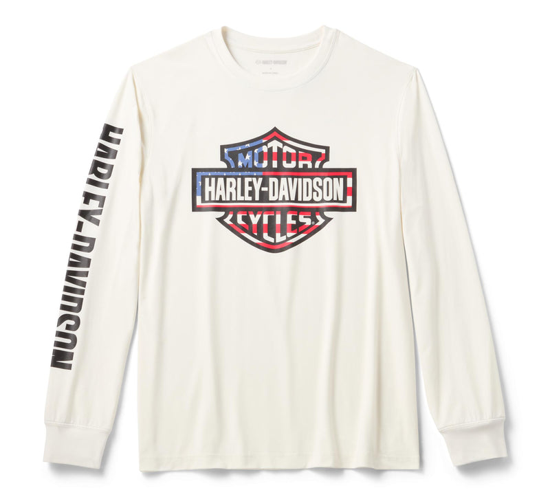 Load image into Gallery viewer, Men's Stars &amp; Stripes Long Sleeve Shirt - Cloud Dancer
