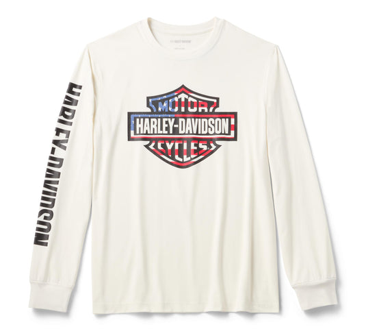 Men's Stars & Stripes Long Sleeve Shirt - Cloud Dancer