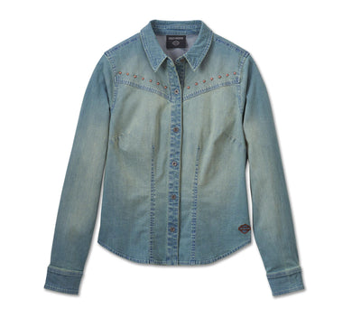 Women's H-D Studded Denim Shirt