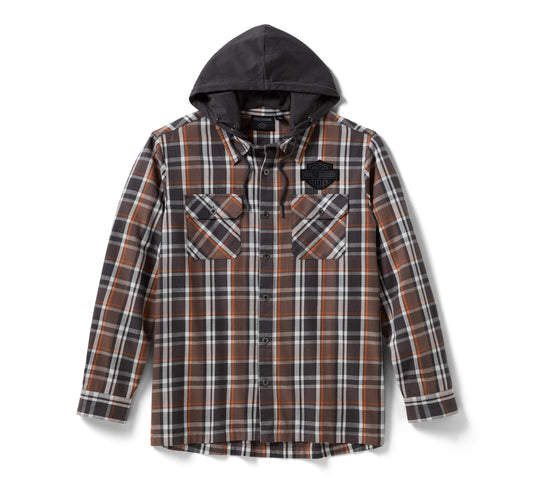 Men's Vintage Long Sleeve Hooded Shirt